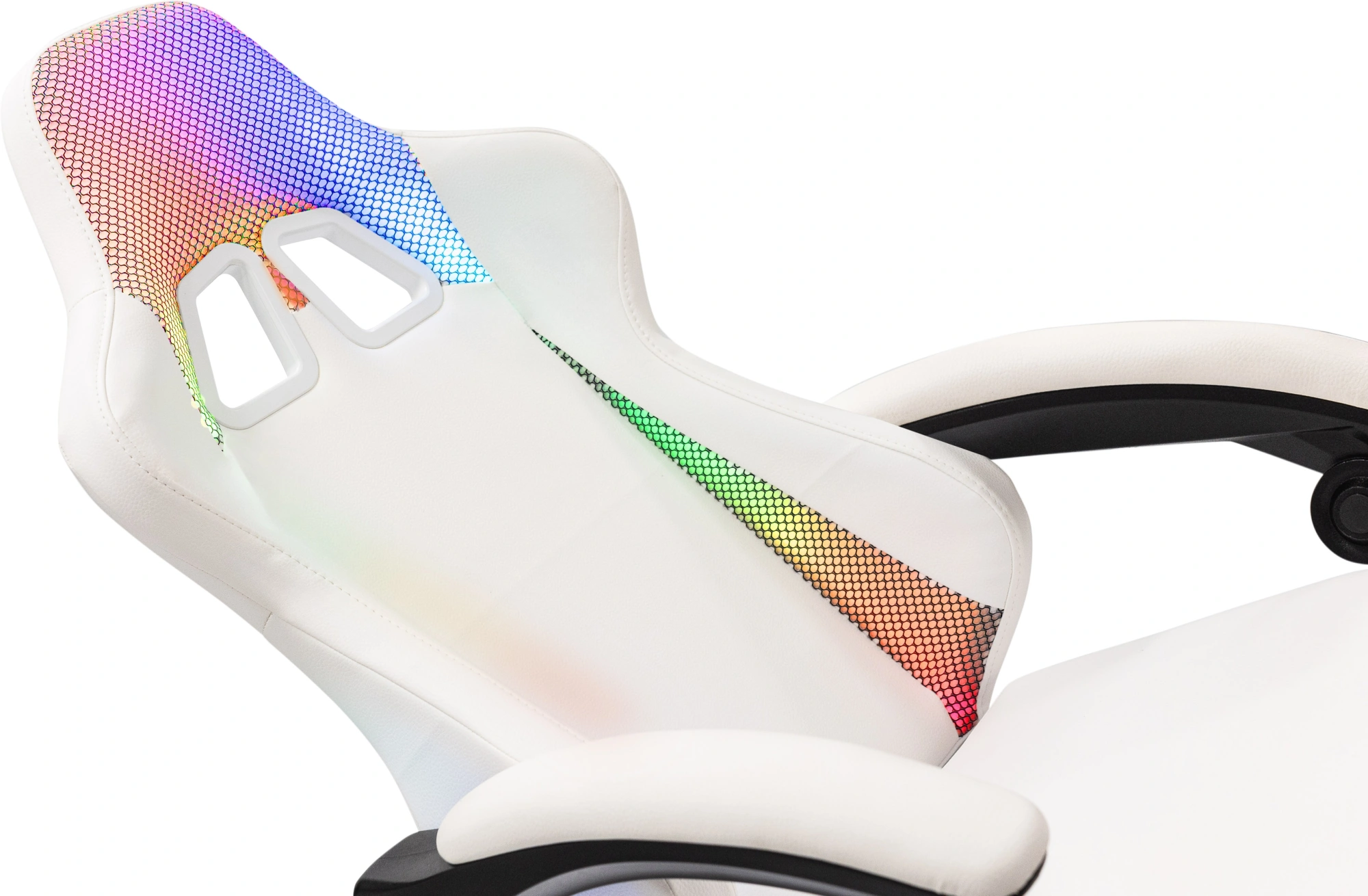Кресло игровое Knight Wolf RGB белый экокожа/ткань с подголов. крестов. пластик — миниатюра 8