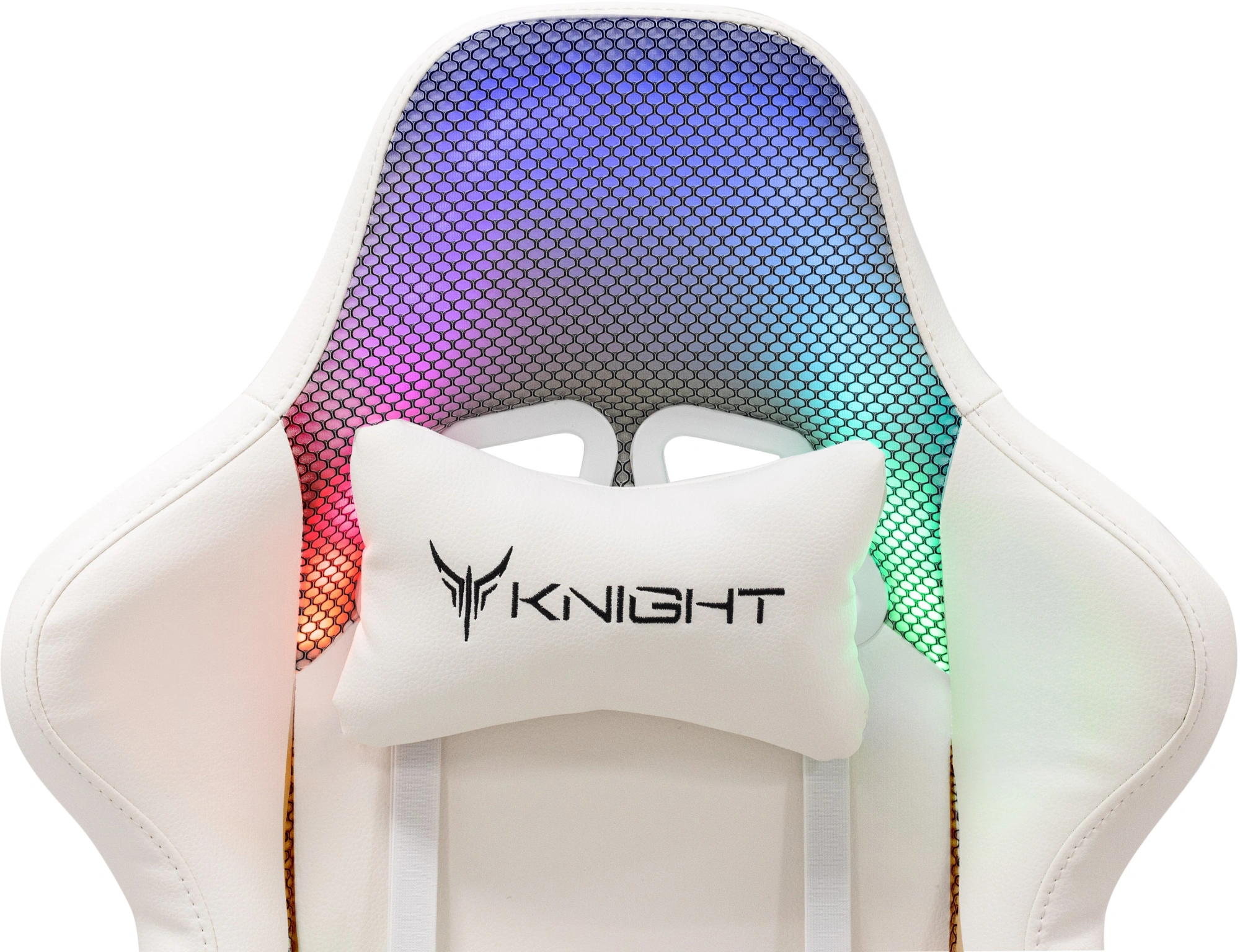 Кресло игровое Knight Wolf RGB белый экокожа/ткань с подголов. крестов. пластик — миниатюра 11