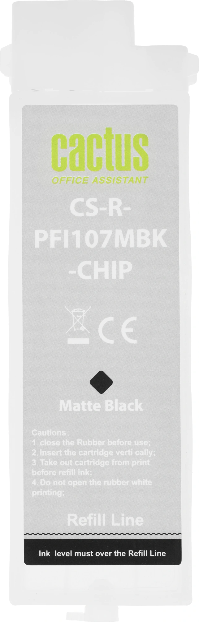 Картридж перезаправляемый струйный Cactus CS-R-PFI107MBK-CHIP черный матовый (260мл) для Canon imageProGRAF iPF670/680/685/770/780/785 с чипом — миниатюра 4