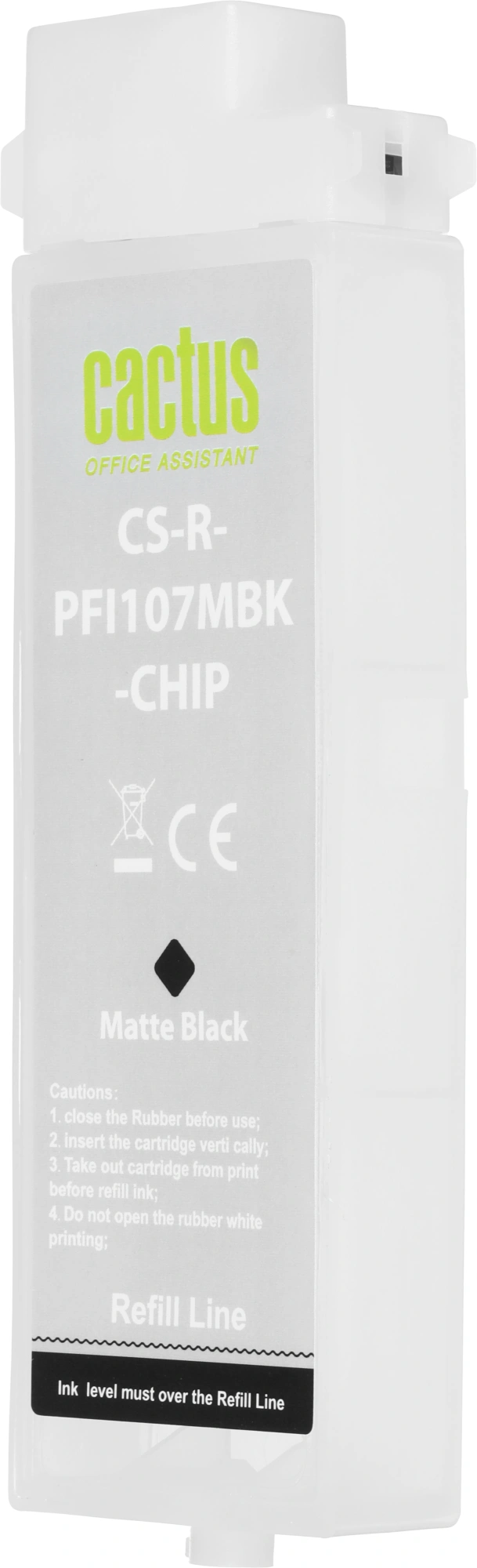 Картридж перезаправляемый струйный Cactus CS-R-PFI107MBK-CHIP черный матовый (260мл) для Canon imageProGRAF iPF670/680/685/770/780/785 с чипом — миниатюра 6