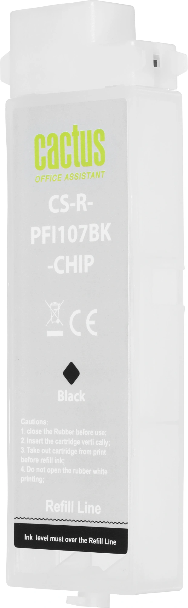 Картридж перезаправляемый струйный Cactus CS-R-PFI107BK-CHIP черный (260мл) для Canon imageProGRAF iPF670/680/685/770/780/785 с чипом — миниатюра 4