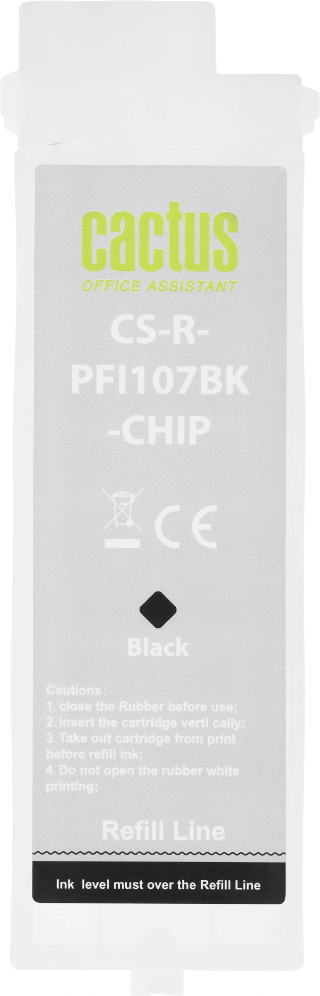 Картридж перезаправляемый струйный Cactus CS-R-PFI107BK-CHIP черный (260мл) для Canon imageProGRAF iPF670/680/685/770/780/785 с чипом — миниатюра 10