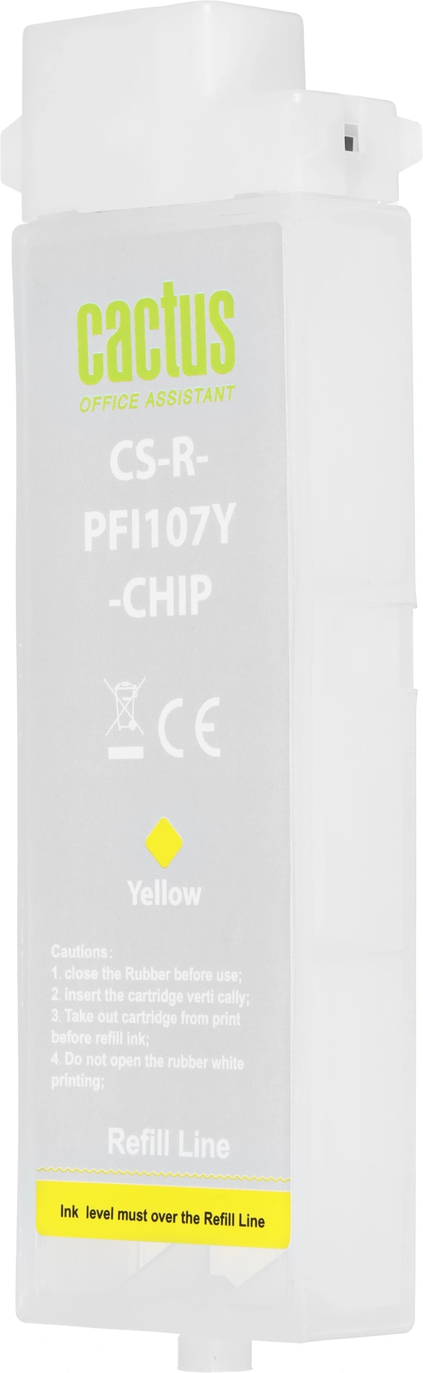 Картридж перезаправляемый струйный Cactus CS-R-PFI107Y-CHIP желтый (260мл) для Canon imageProGRAF iPF670/680/685/770/780/785 с чипом — миниатюра 4