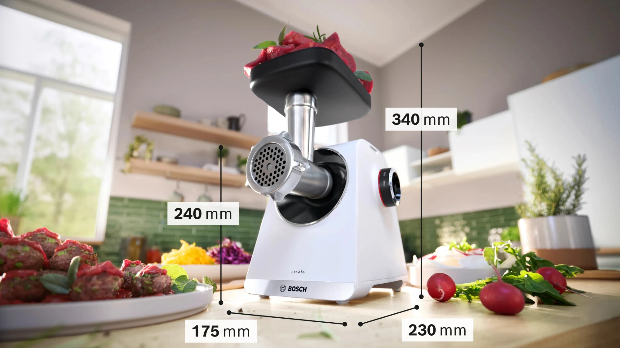 Мясорубка Bosch MFWS609W 2100Вт белый/черный — миниатюра 11