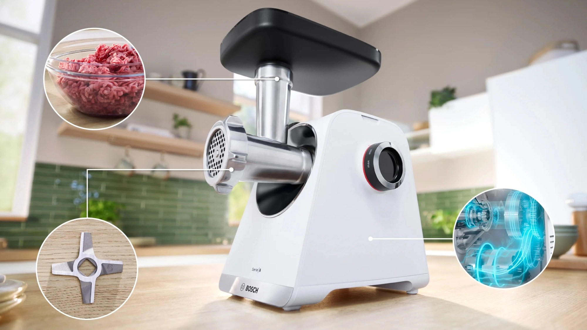 Мясорубка Bosch MFWS609W 2100Вт белый/черный — миниатюра 12