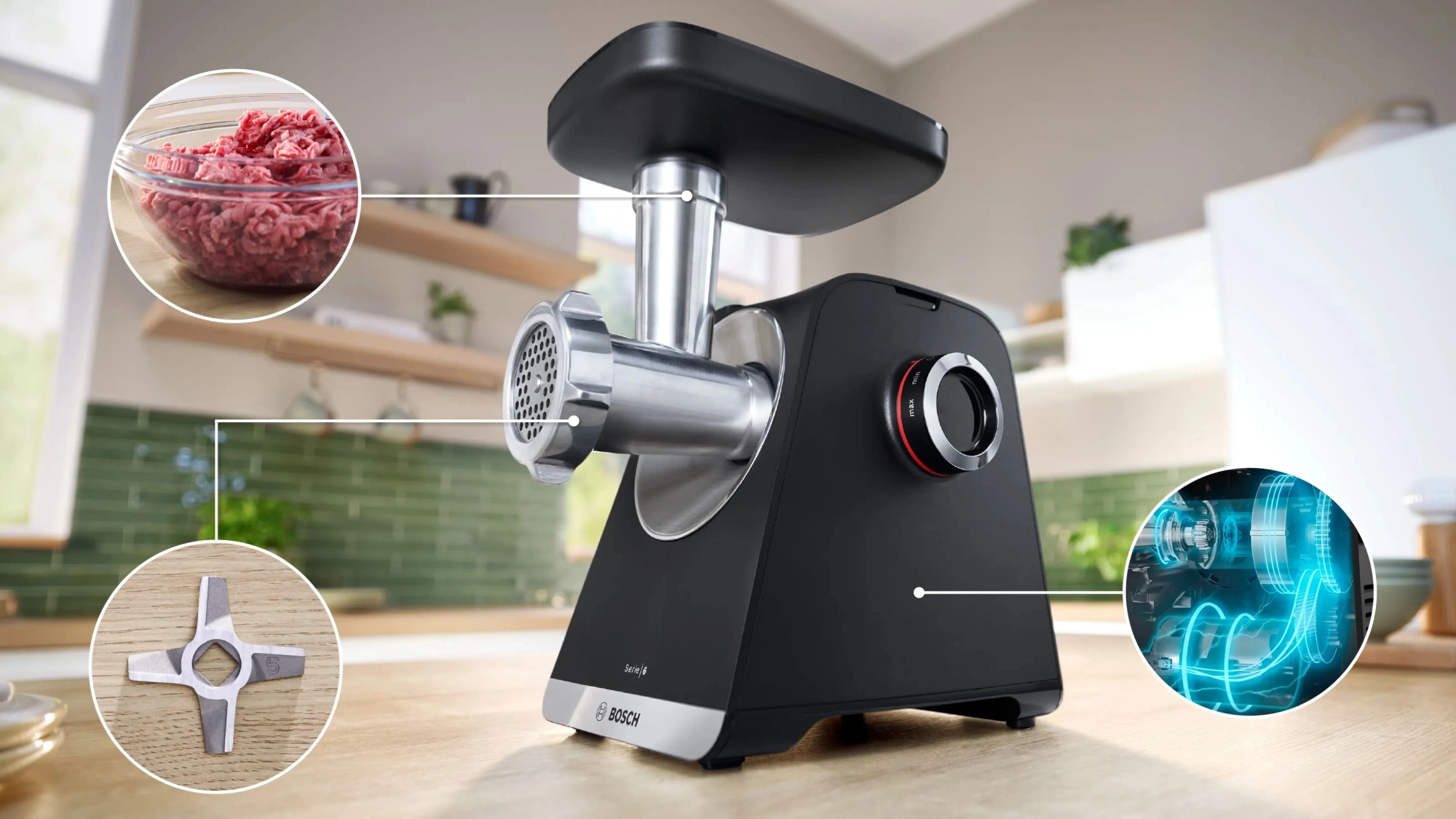 Мясорубка Bosch MFWS640B 2100Вт черный — миниатюра 12