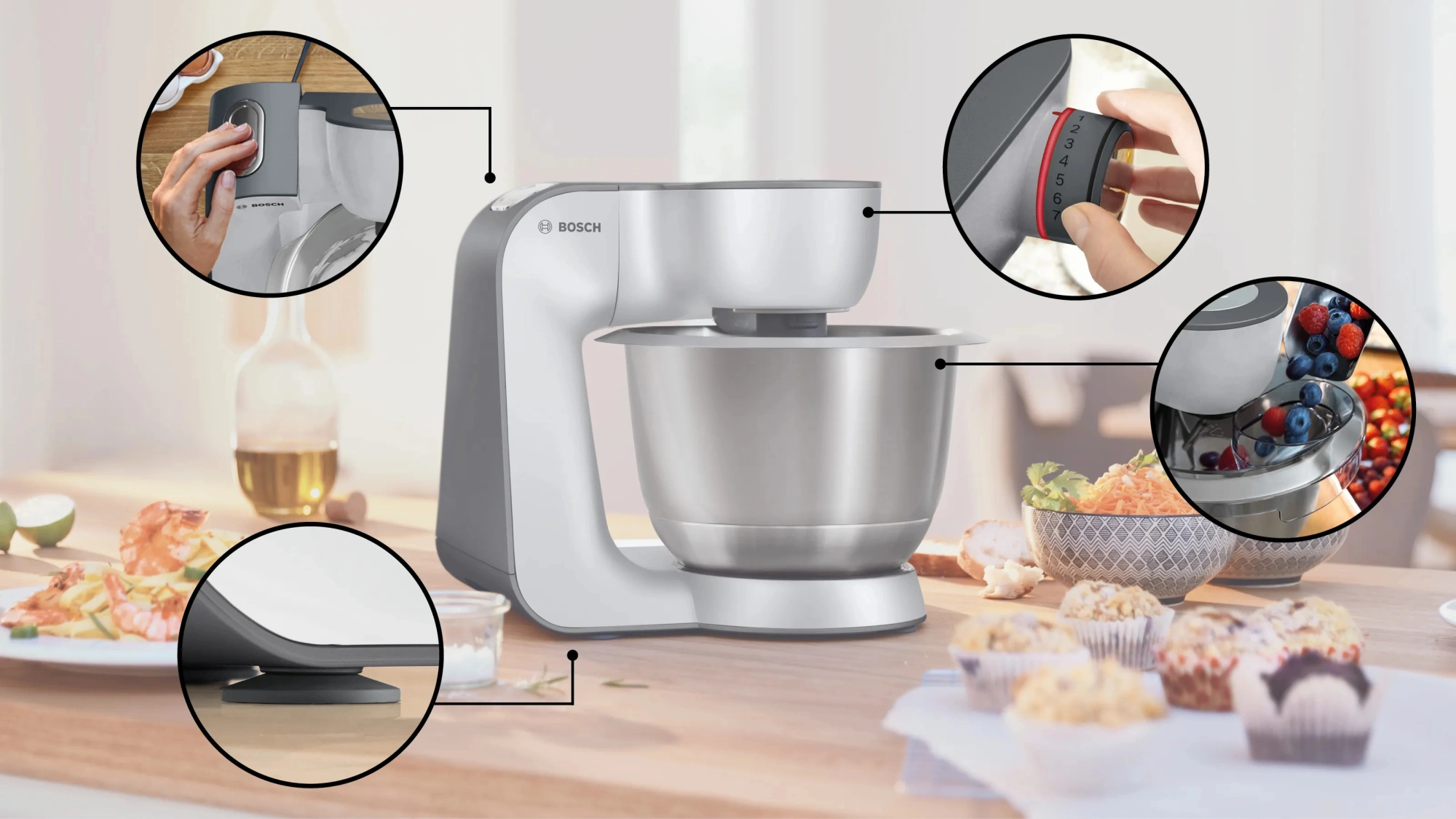 Кухонная машина Bosch MUM58359 1000Вт черный/серый — миниатюра 3