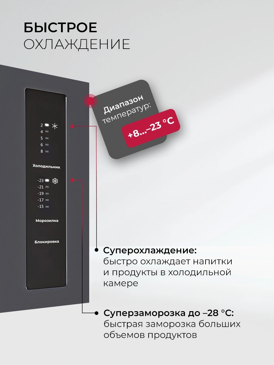 Холодильник Lex LCD432GrID 3-хкамерн. серый инвертер — миниатюра 6