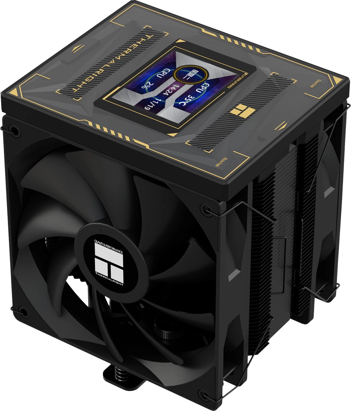 Устройство охлаждения(кулер) Thermalright Burst Assassin Vision 120 Soc-AM5/AM4/1200/1700/1851 черный 4-pin 25.6dB Al+Cu LCD Ret (BA120-VISION-BL) — миниатюра 2