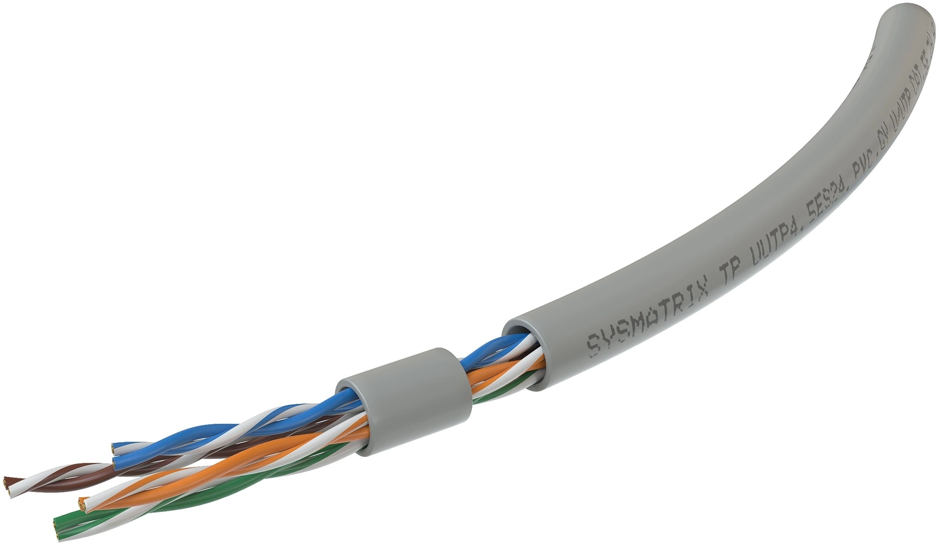 Кабель информационный Sysmatrix TP UUTP4.5ES24.PVC.GY305 кат.5E U/UTP 4 пары 24AWG нг(А)-LS внутренний 305м серый — фото 1