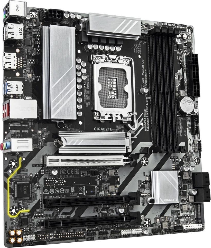 Материнская плата Gigabyte B860M DS3H Soc-1851 Intel B860 4xDDR5 mATX AC`97 8ch(7.1) 2.5Gg RAID+HDMI+DP — миниатюра 3