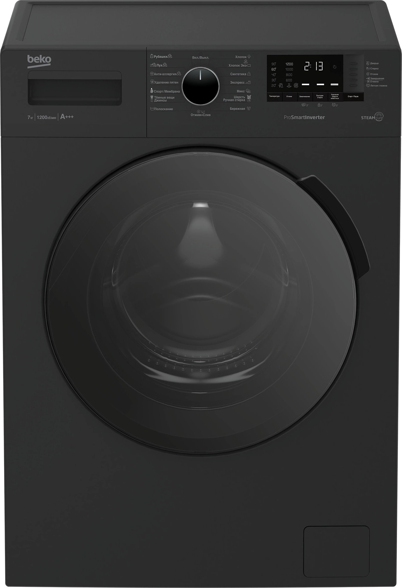 Стиральная машина Beko WSPE7612A класс: A загр.фронтальная макс.:7кг антрацит инвертор — фото 1