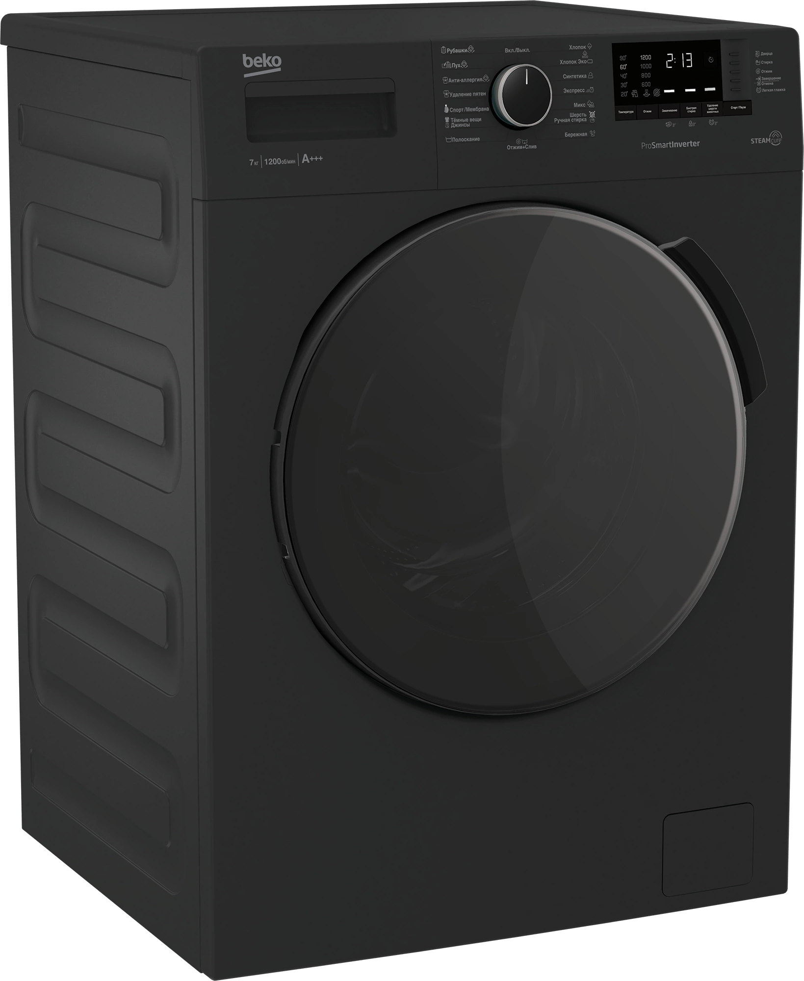 Стиральная машина Beko WSPE7612A класс: A загр.фронтальная макс.:7кг антрацит инвертор — миниатюра 2