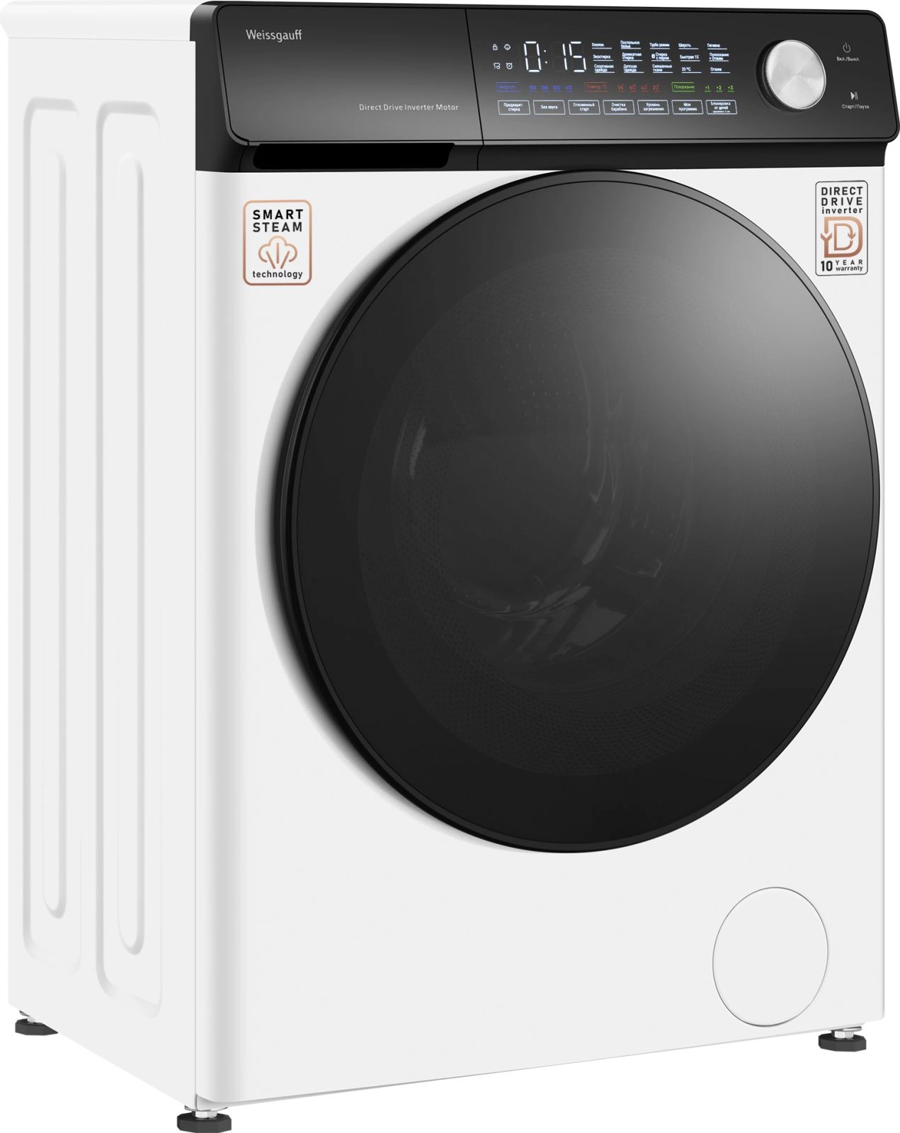 Стиральная машина Weissgauff WM 45127 Steam Direct Drive класс: A+++ загр.фронтальная макс.:7кг белый инвертор — миниатюра 2