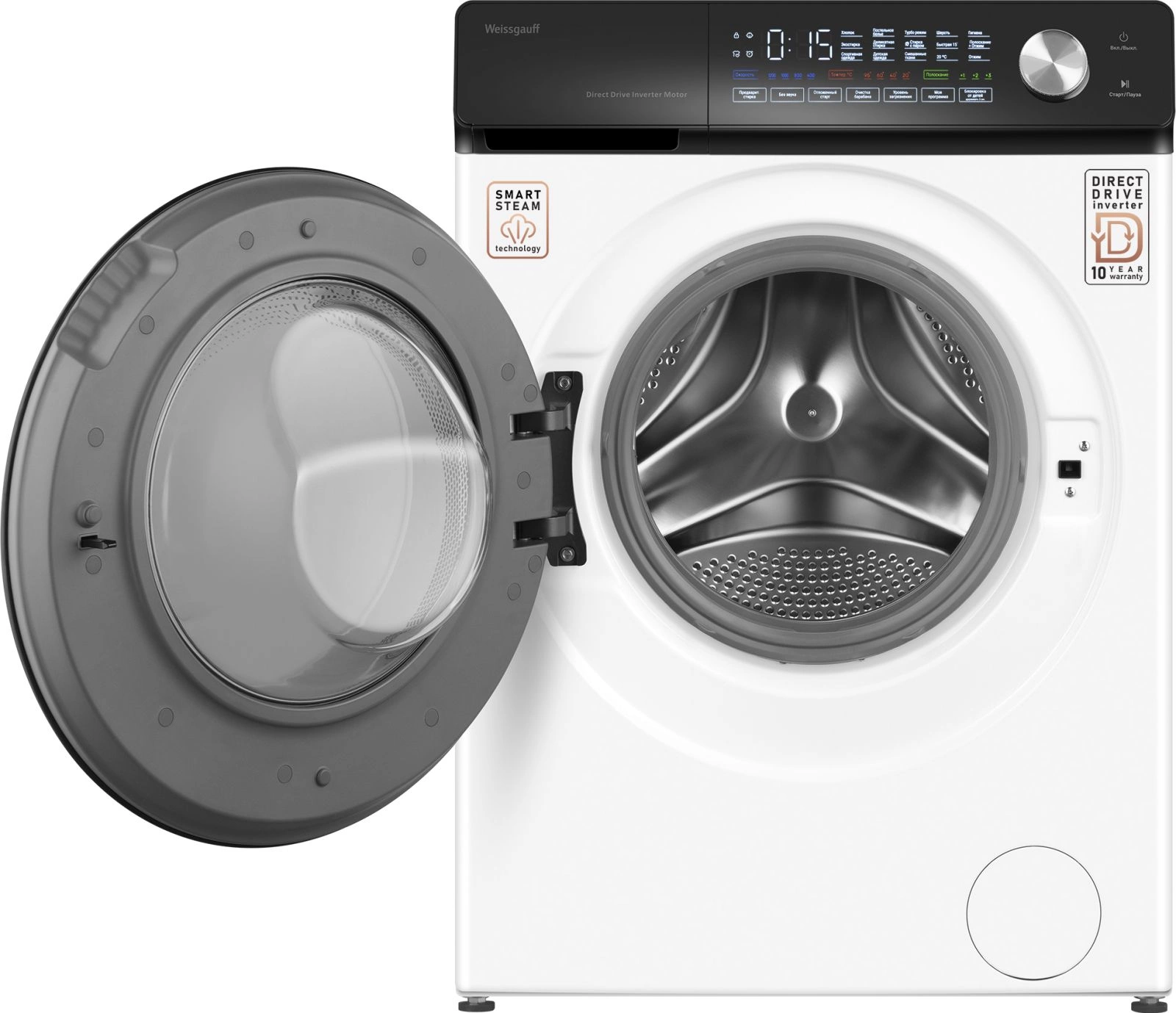 Стиральная машина Weissgauff WM 45127 Steam Direct Drive класс: A+++ загр.фронтальная макс.:7кг белый инвертор — миниатюра 5
