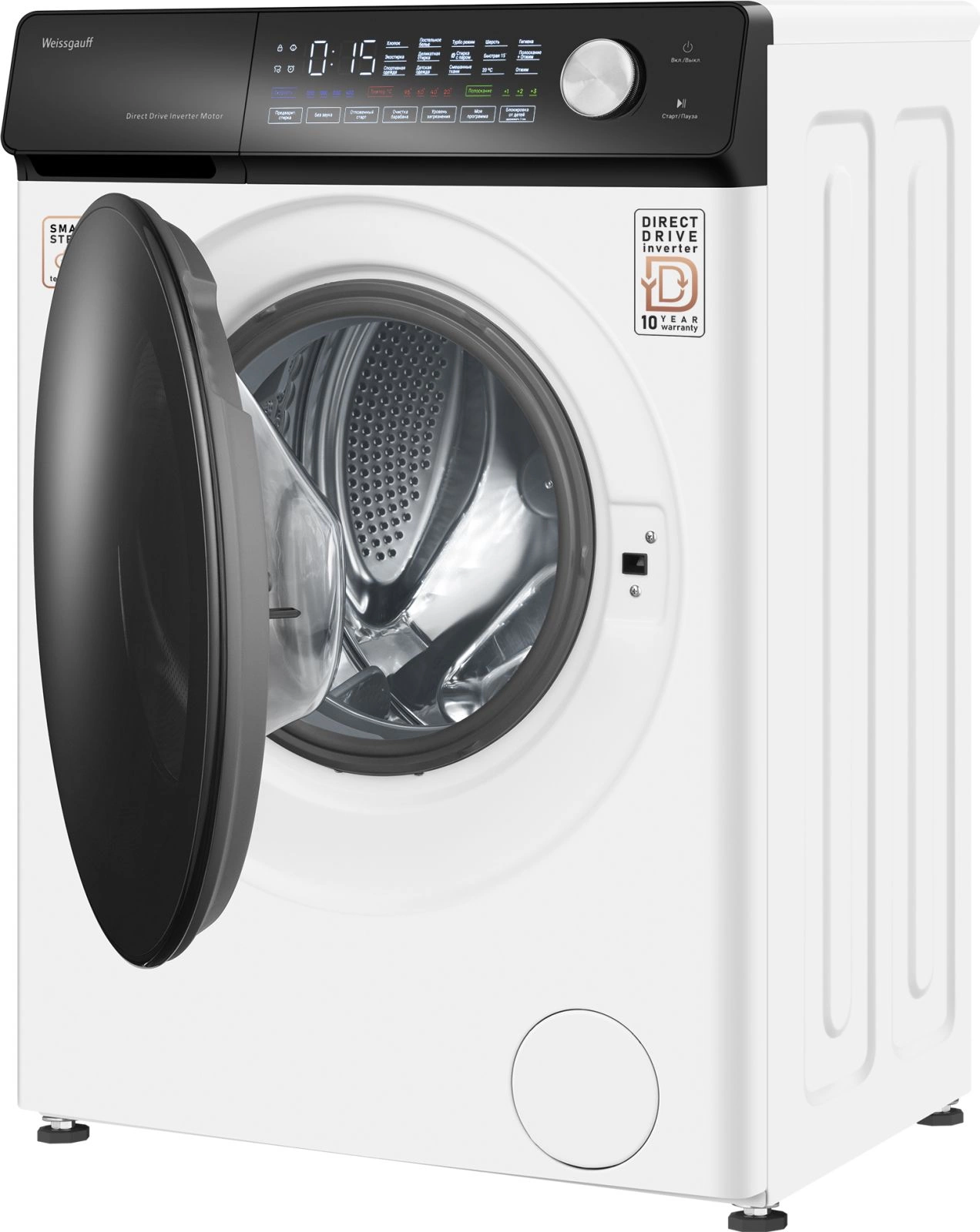 Стиральная машина Weissgauff WM 45127 Steam Direct Drive класс: A+++ загр.фронтальная макс.:7кг белый инвертор — миниатюра 6