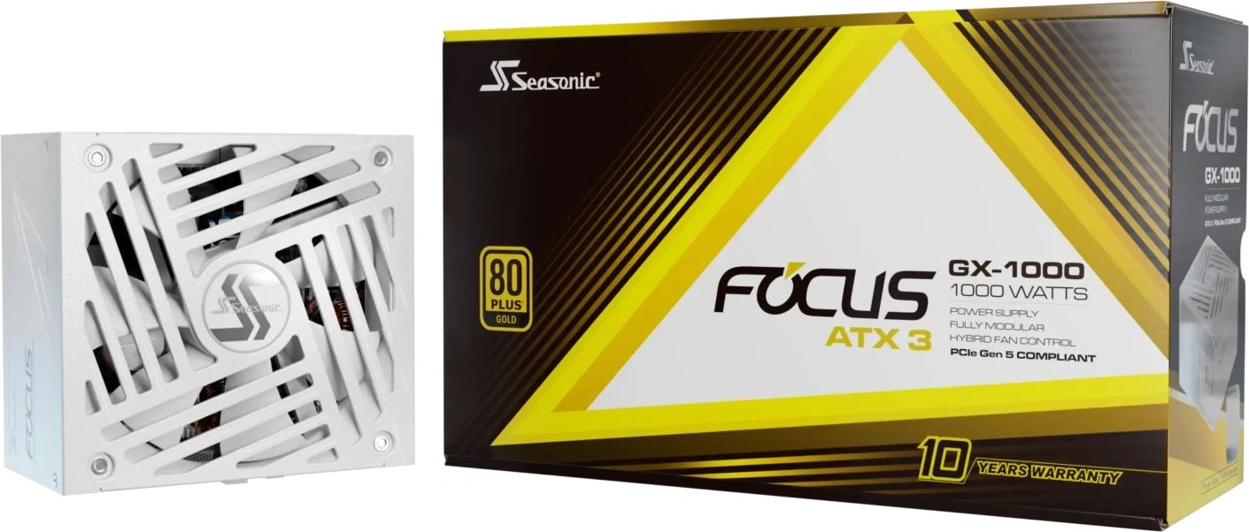 Блок питания Seasonic ATX 1000W Focus GX-1000 Gen.5 WHITE 80+ gold (20+4pin) APFC 135mm fan 8xSATA Cab Manag RTL — миниатюра 4