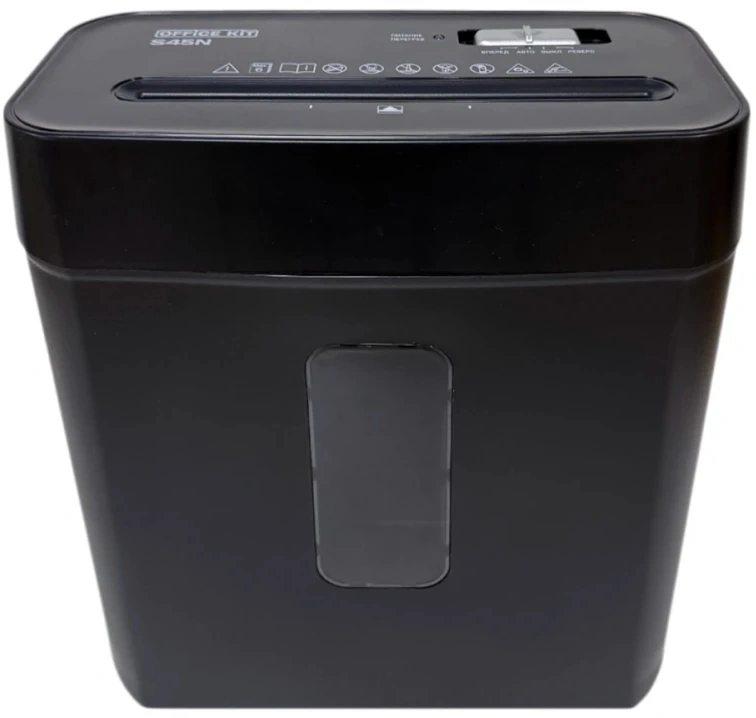 Шредер Office Kit S45N 2x13 черный (секр.P-5) фрагменты 6лист. 14лтр. скобы пл.карты — миниатюра 2