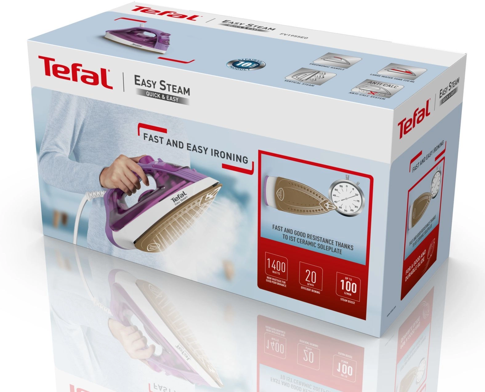 Утюг Tefal Steam Essential 2 FV1955E0 1400Вт фиолетовый/белый — миниатюра 6