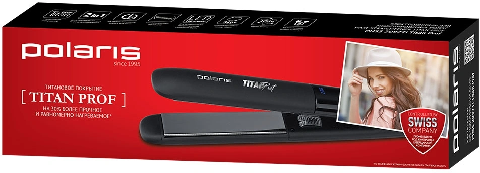 Выпрямитель Polaris PHSS 2097Ti Titan Prof 35Вт черный макс.темп.:230С покрытие:титановое (PHSS 2097TI) — миниатюра 8
