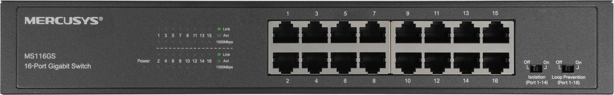 Коммутатор Mercusys MS116GS (L2) 16x1Гбит/с неуправляемый — миниатюра 8