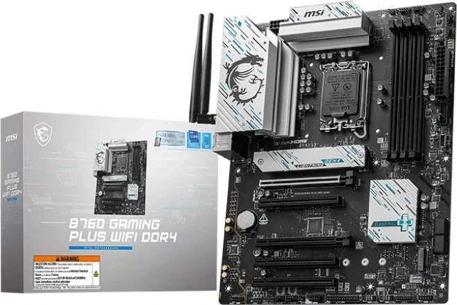 Материнская плата MSI B760 GAMING PLUS WIFI DDR4 Soc-1700 Intel B760 4xDDR4 ATX AC`97 8ch(7.1) 2.5Gg+HDMI+DP — фото 1