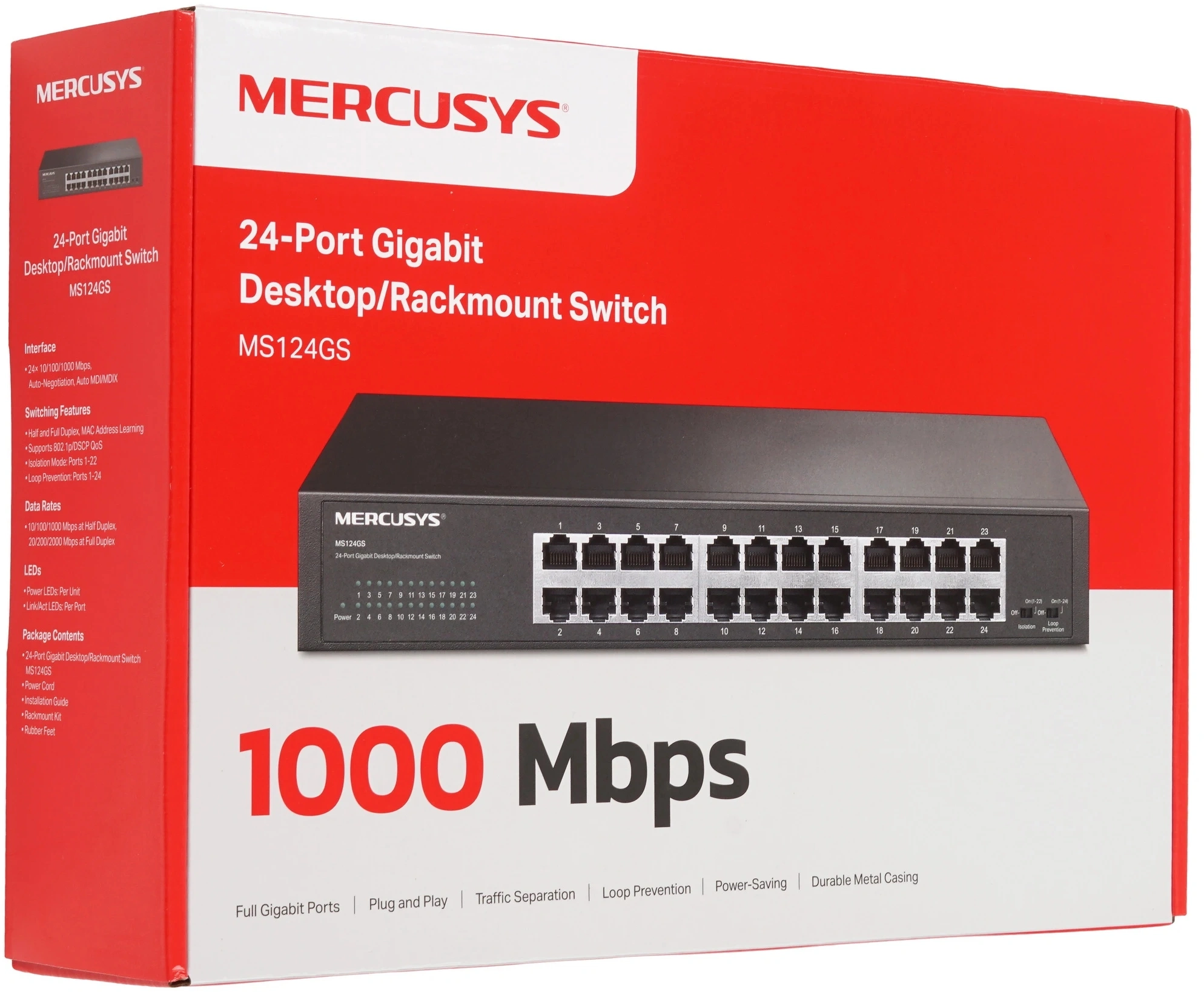 Коммутатор Mercusys MS124GS (L2) 24x1Гбит/с неуправляемый — миниатюра 8