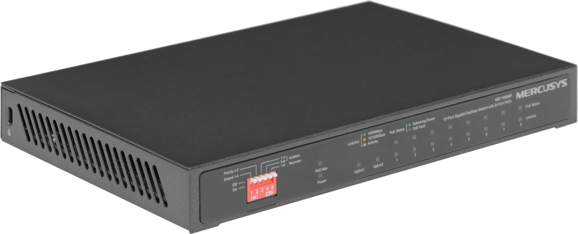 Коммутатор Mercusys MS110GMP (L2) 10x1Гбит/с 8PoE+ 111W неуправляемый — миниатюра 4