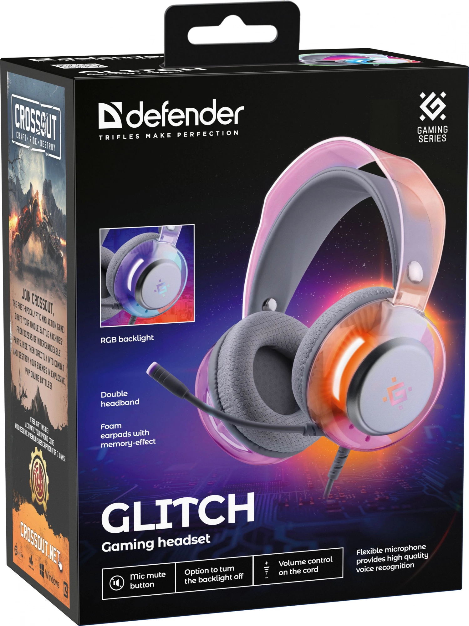 Наушники с микрофоном Defender Glitch белый 21м накладные USB оголовье (62490) — миниатюра 10