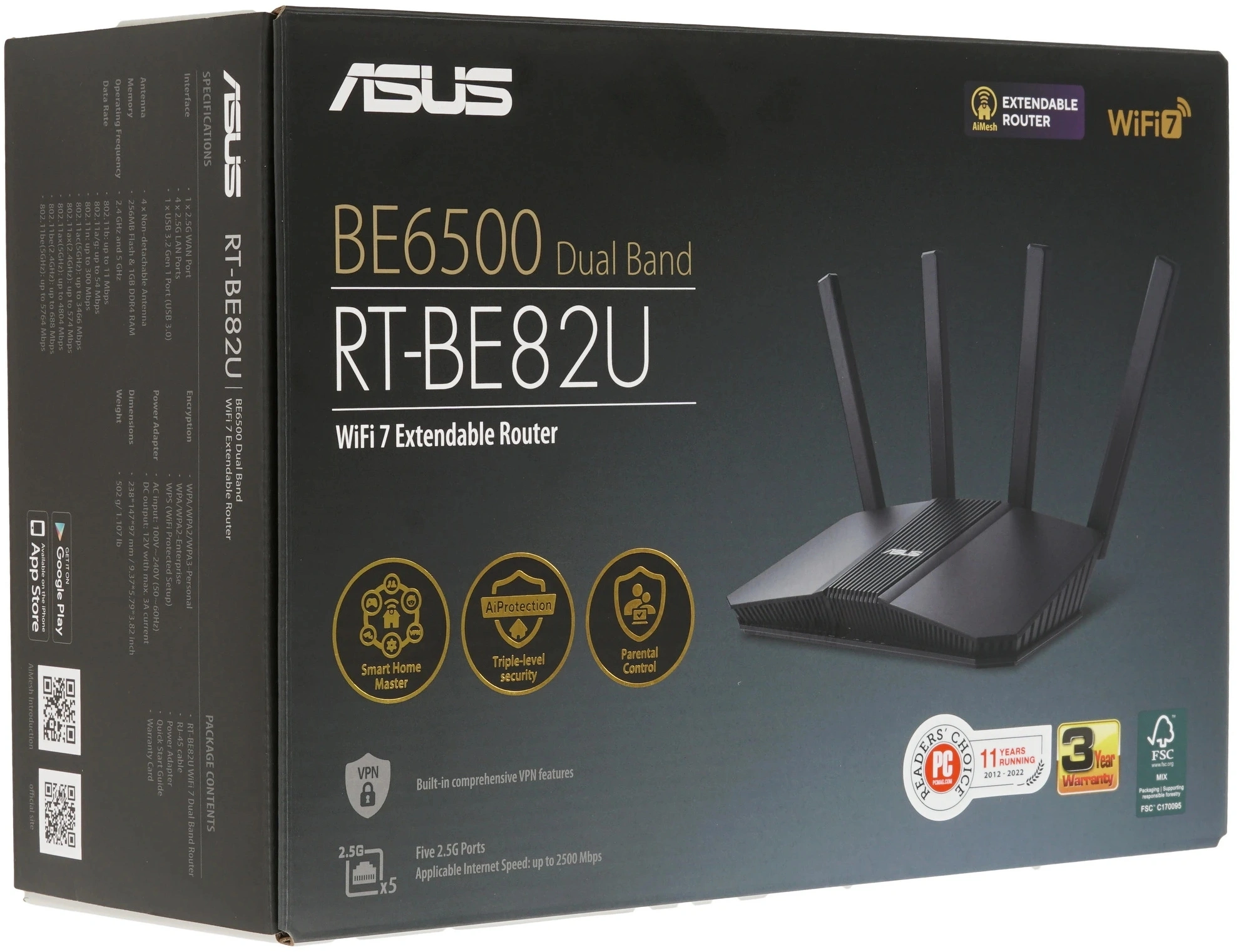 Роутер беспроводной Asus RT-BE82U BE6500 100/1000/2500BASE-T черный — миниатюра 8