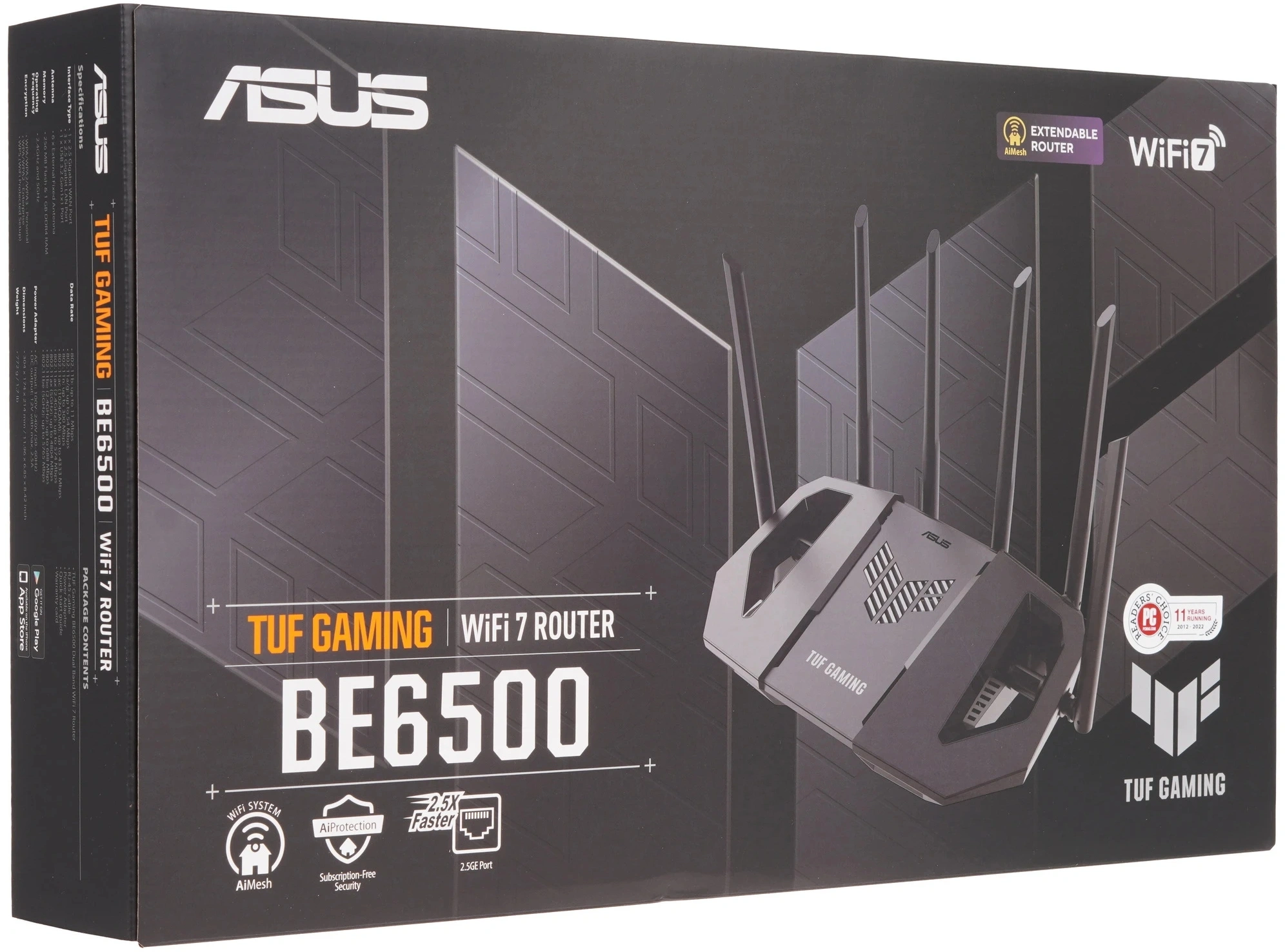 Роутер беспроводной Asus TUF-BE6500 BE6500 100/1000/2500BASE-T черный — миниатюра 8