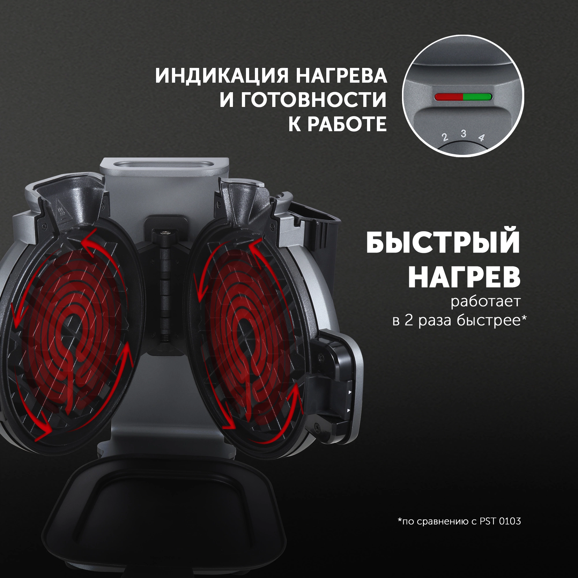 Вафельница Polaris PST 1000 900Вт графитовый — миниатюра 4