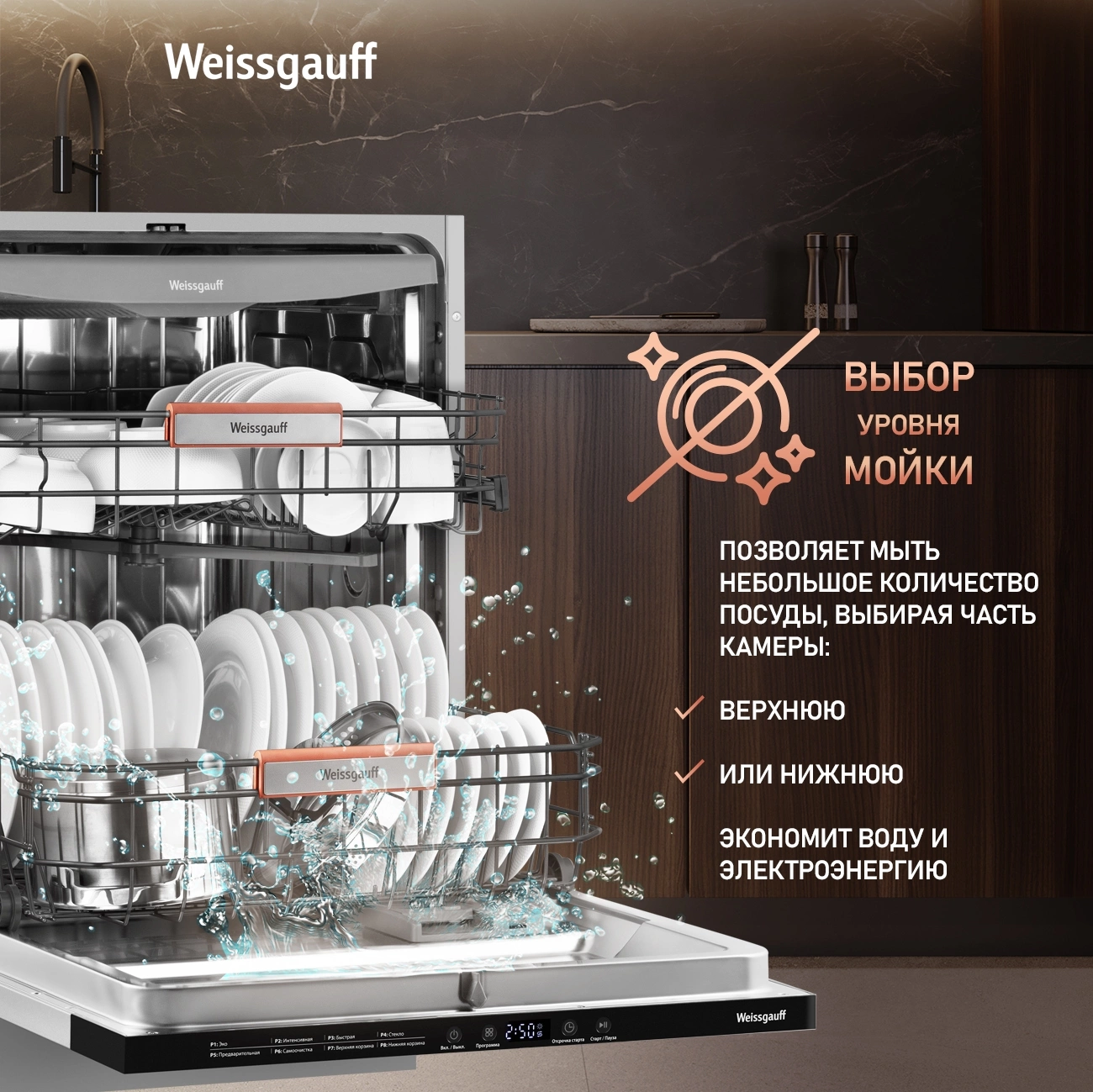 Посудомоечная машина встраив. Weissgauff BDW 6038 D Inverter Autoopen полноразмерная инвертор — миниатюра 22