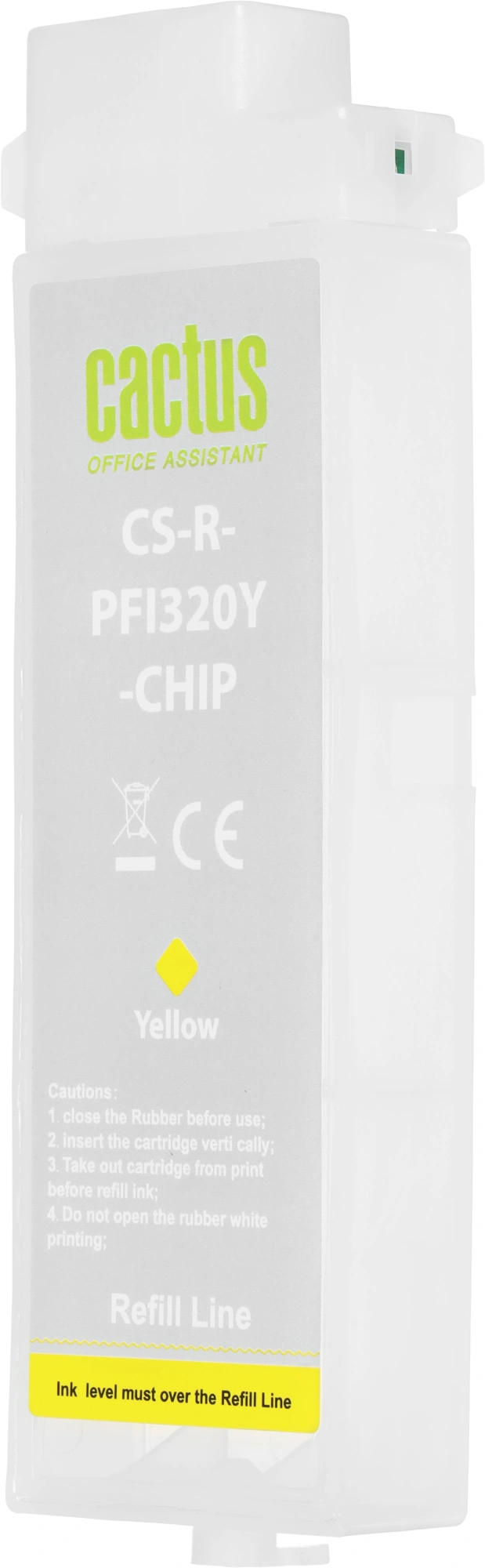 Картридж перезаправляемый струйный Cactus CS-R-PFI320Y-CHIP PFI-320Y желтый (260мл) для Canon imagePrograf TM-200/200MFP/205/300/300MFP/305/250/255/350/355 с чипом — миниатюра 2