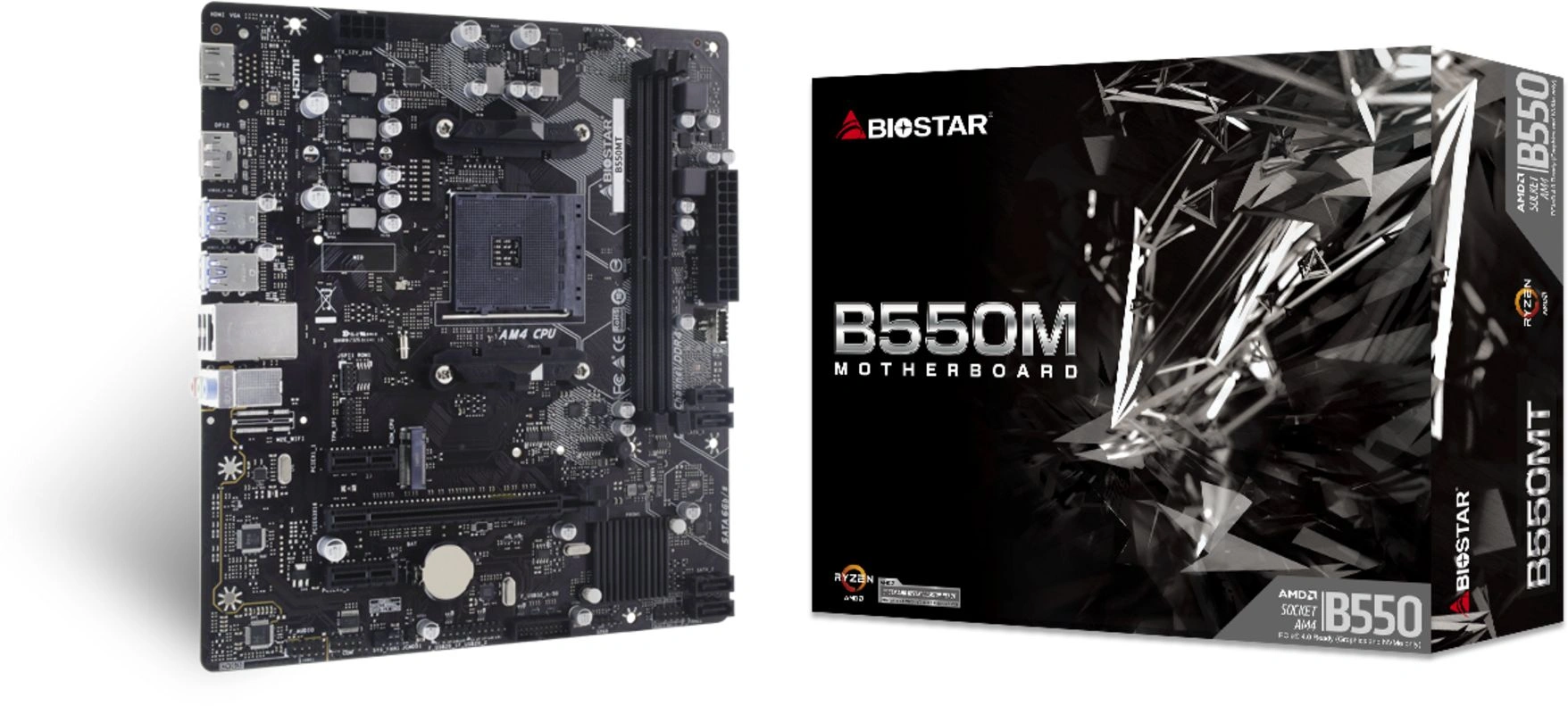 Материнская плата Biostar B550MT Soc-AM4 AMD B550 2xDDR4 mATX AC`97 8ch(7.1) GbLAN RAID+HDMI+DP — миниатюра 2
