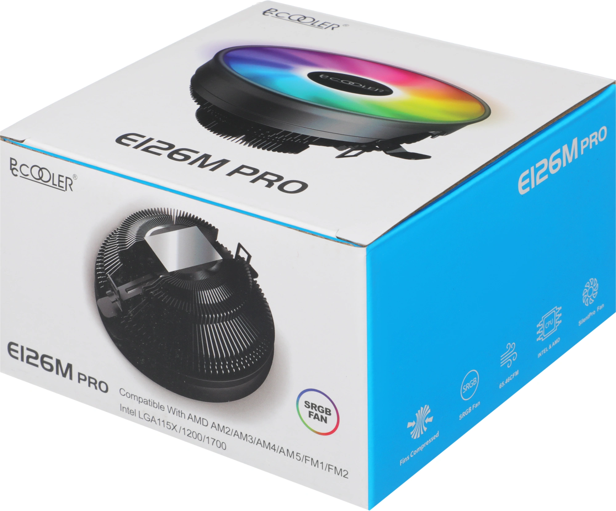 Устройство охлаждения(кулер) PcCooler E126M Pro RGB Soc-AM5/AM4/1200/1700/1851 черный 4-pin 29.8dB Al 90W 266gr Ret (R3-0120WBKSXX-GL) — миниатюра 12