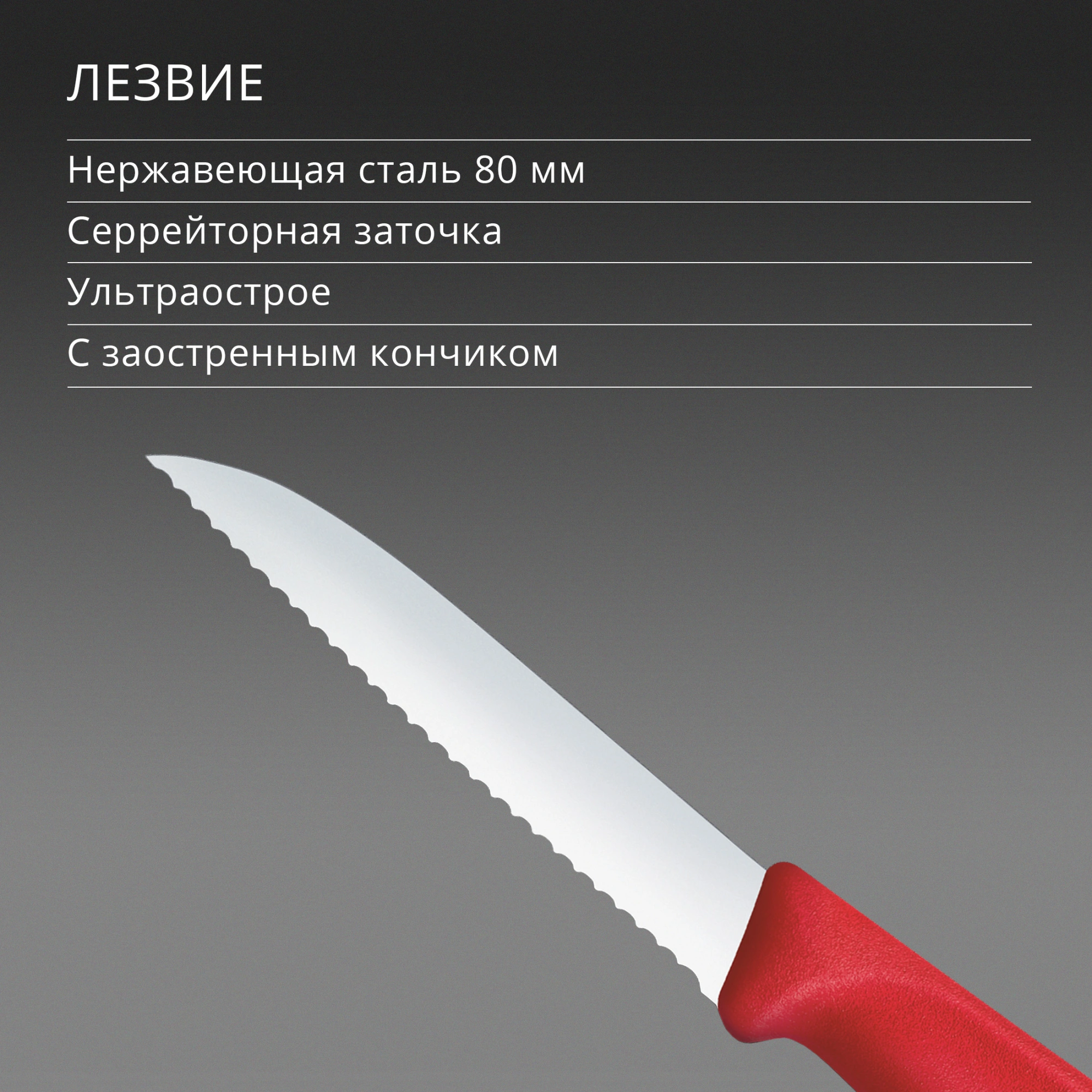 Нож кухонный Victorinox Swiss Classic (6.7431.C1) стальной универсальный для овощей лезв.80мм серрейт. заточка красный — миниатюра 4