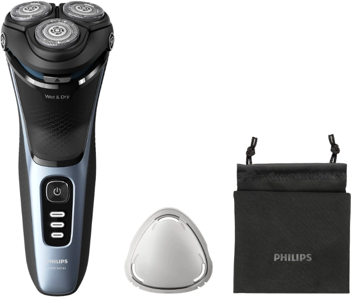 Бритва роторная Philips S3243/12 реж.эл.:3 питан.:аккум. голубой/серебристый