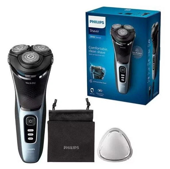 Бритва роторная Philips S3243/12 реж.эл.:3 питан.:аккум. голубой/серебристый — миниатюра 7
