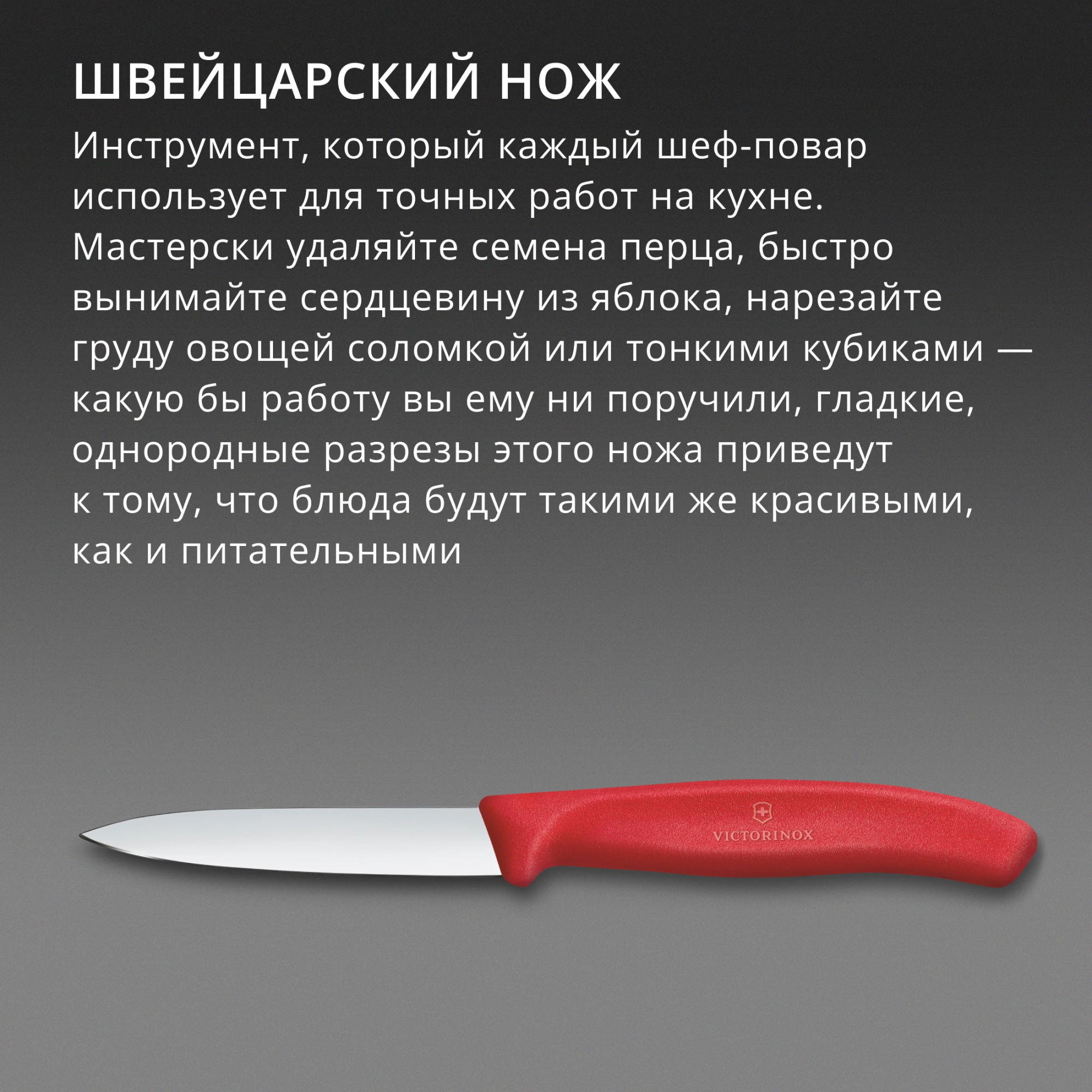 Нож кухонный Victorinox Swiss Classic (6.7601.C1) стальной универсальный для чистки овощей и фруктов лезв.80мм прямая заточка красный — миниатюра 3