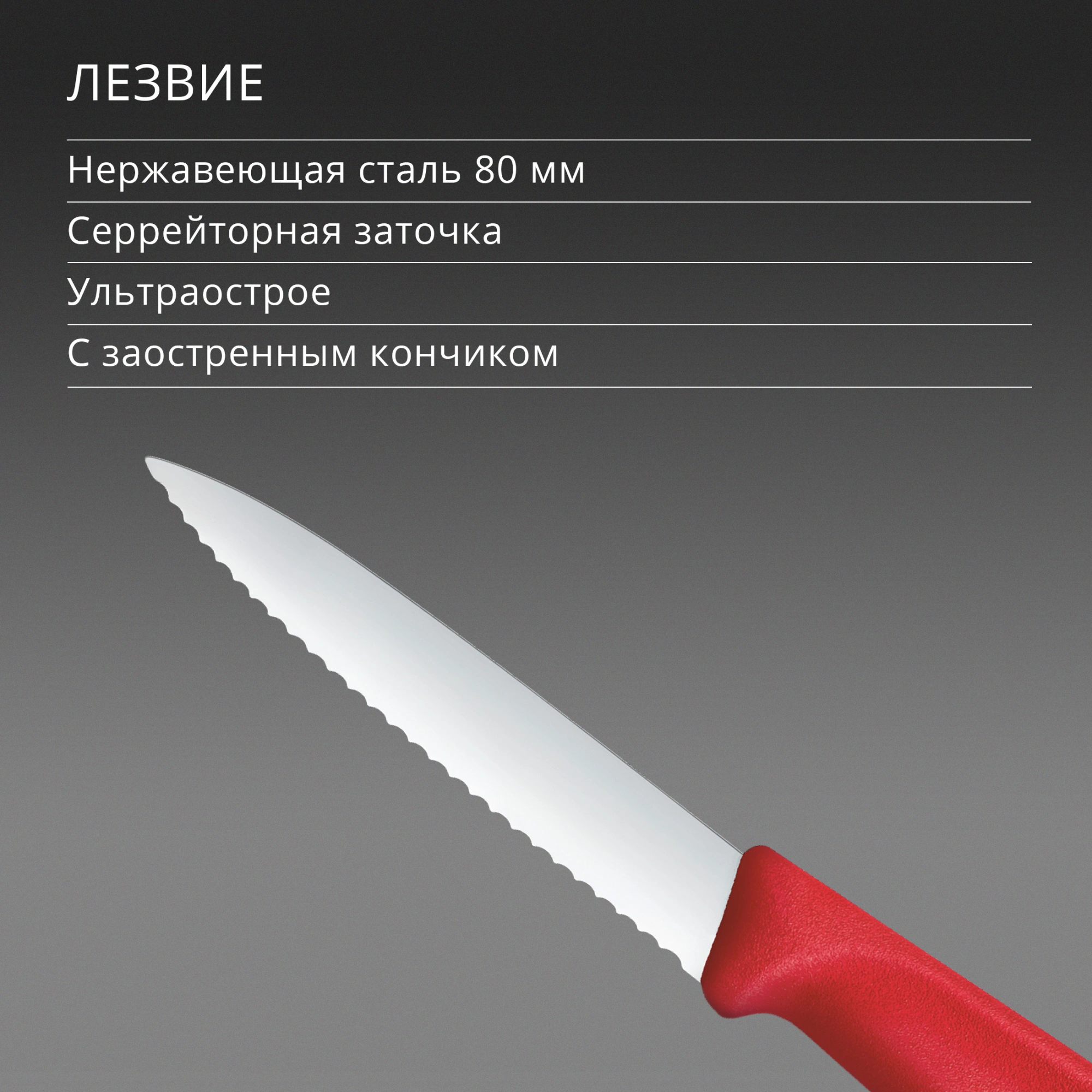 Нож кухонный Victorinox Swiss Classic 6.7631.С1 стальной универсальный для овощей лезв.80мм серрейт. заточка красный — миниатюра 4