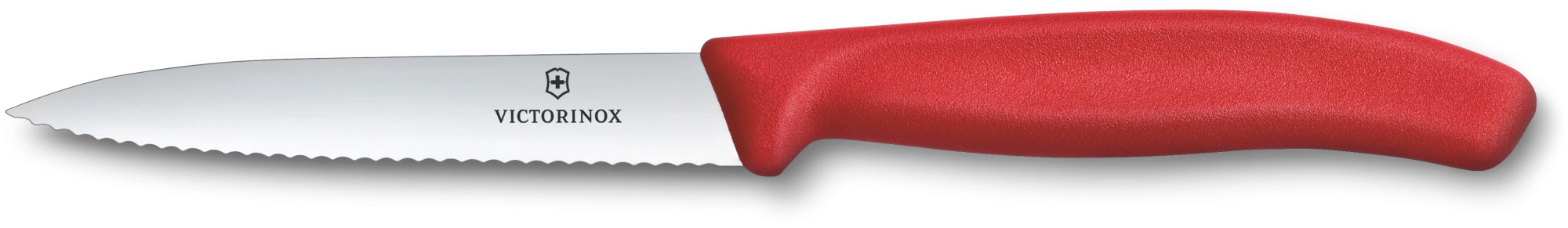 Нож кухонный Victorinox Swiss Classic 6.7731.C1 стальной универсальный для овощей лезв.100мм серрейт. заточка красный — фото 1