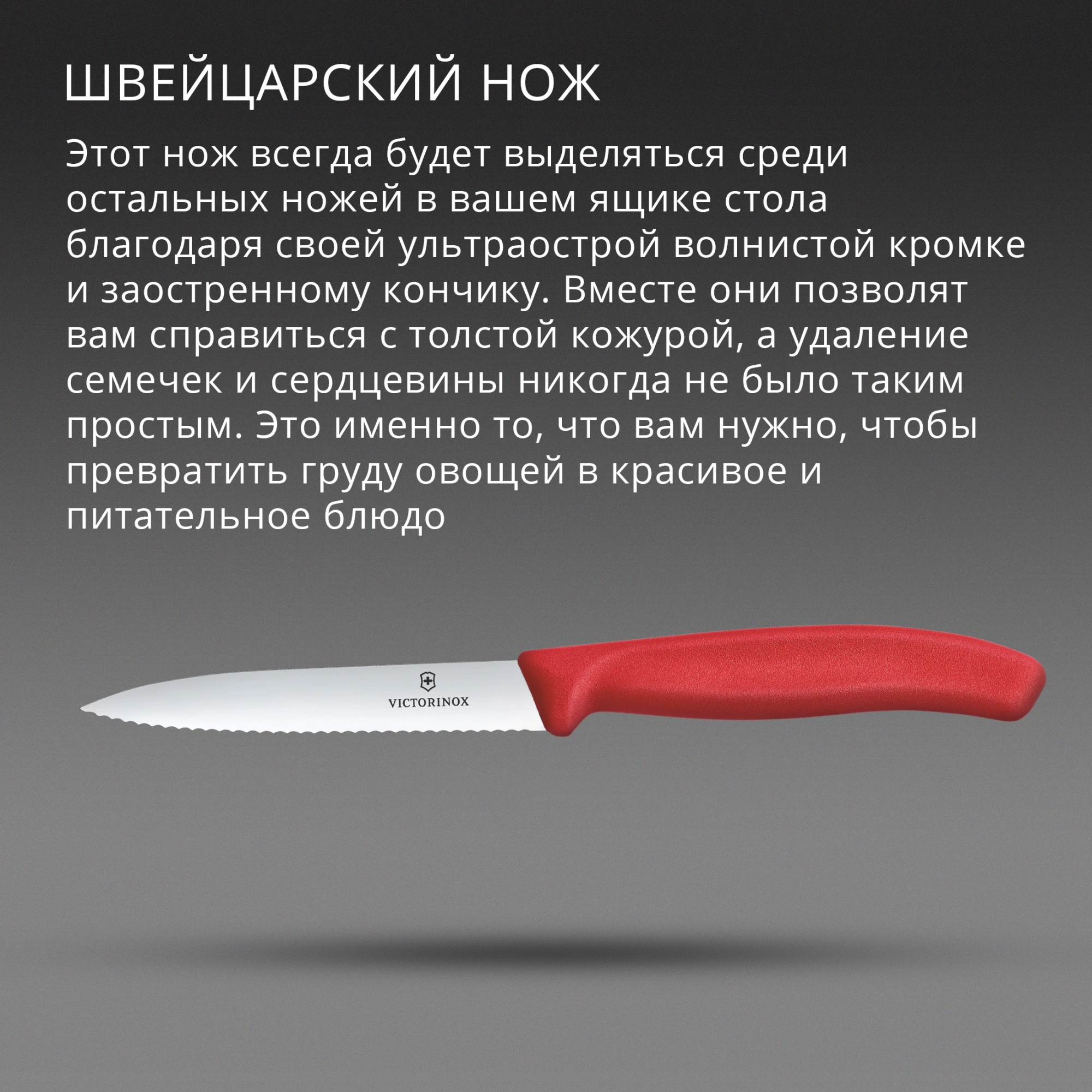 Нож кухонный Victorinox Swiss Classic 6.7731.C1 стальной универсальный для овощей лезв.100мм серрейт. заточка красный — миниатюра 3