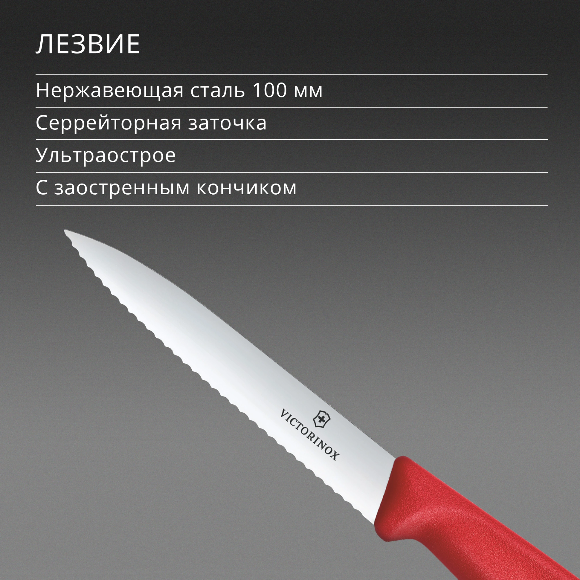 Нож кухонный Victorinox Swiss Classic 6.7731.C1 стальной универсальный для овощей лезв.100мм серрейт. заточка красный — миниатюра 4