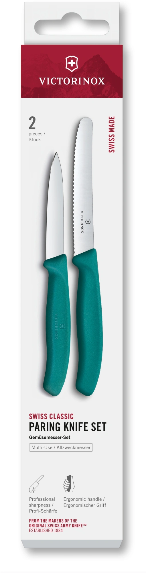 Набор ножей кухон. Victorinox Swiss Classic 6.7114.2C1 для чистки овощей и фруктов компл.:2предм. зеленый европодвес — фото 1