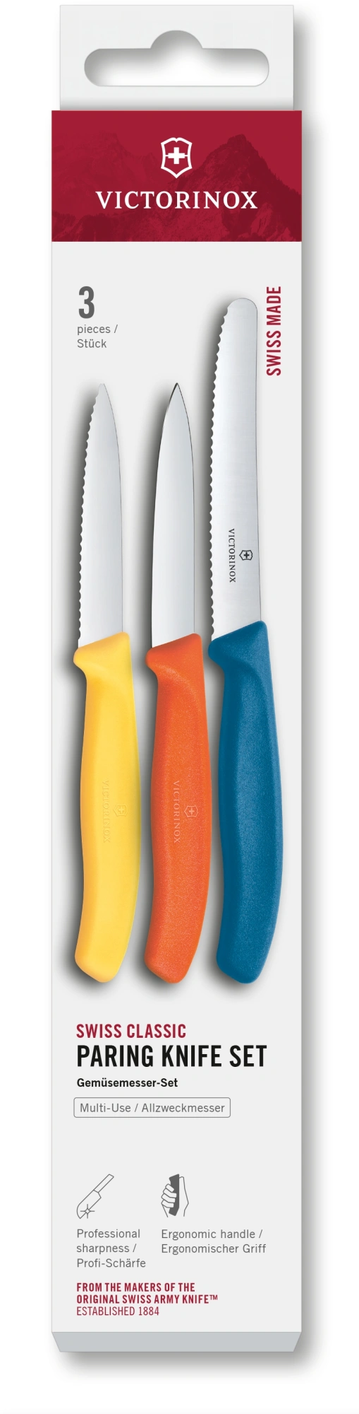 Набор ножей Victorinox Swiss Classic 6.7116.32C1 для овощей компл.:3предм. ассорти европодвес — фото 1
