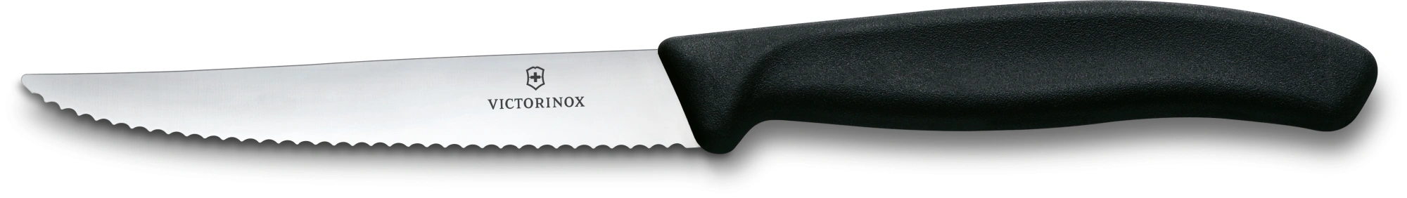 Нож кухонный Victorinox Swiss Classic 6.7233 стальной универсальный для стейка/пиццы лезв.110мм серрейт. заточка черный — фото 1