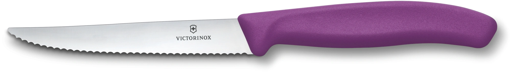 Нож кухонный Victorinox Swiss Classic 6.7235.C1 стальной универсальный для стейка/пиццы лезв.110мм серрейт. заточка пурпурный — фото 1