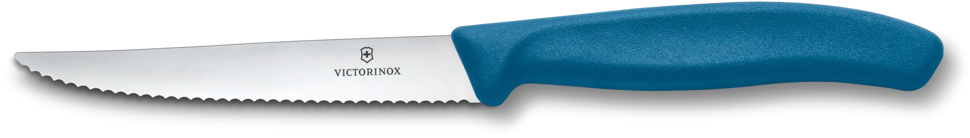 Нож кухонный Victorinox Swiss Classic 6.7232.C1 стальной универсальный для стейка/пиццы лезв.110мм серрейт. заточка синий — фото 1