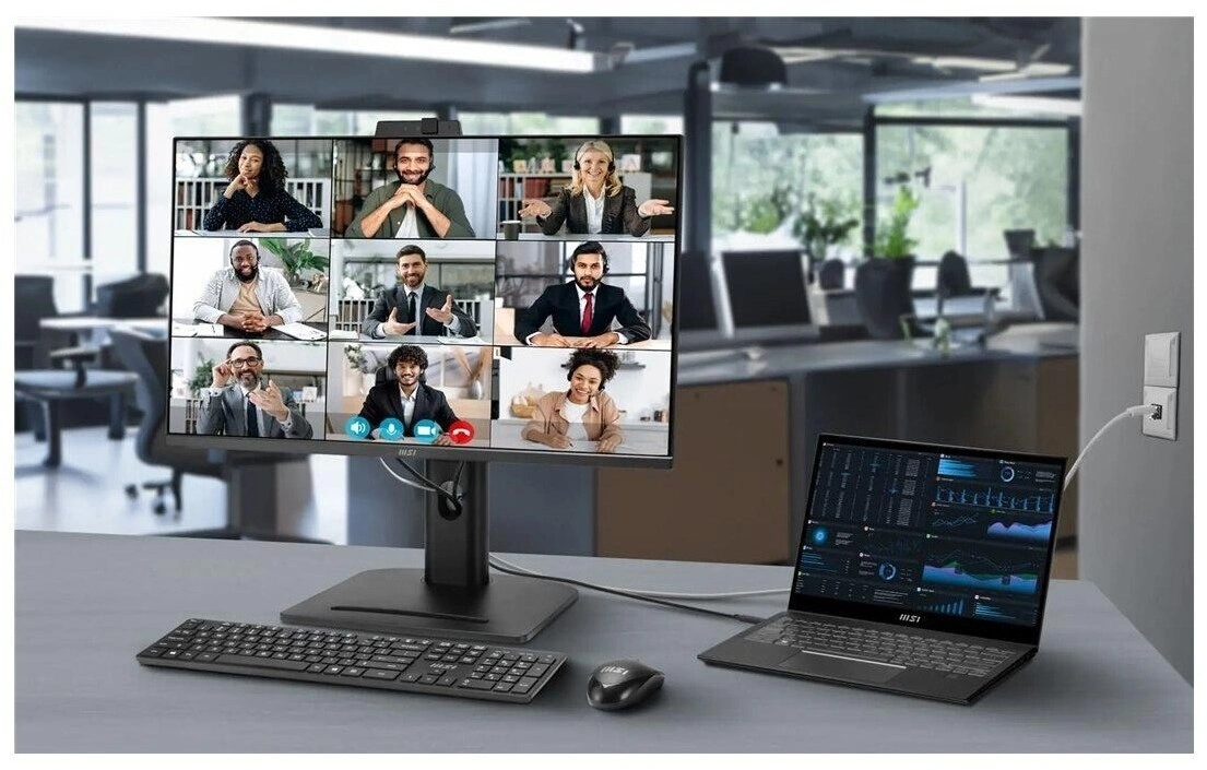 Монитор MSI 27" Pro MP275QPDG черный IPS LED 16:9 HDMI M/M Cam матовая HAS Piv 250cd 178гр/178гр 2560x1440 100Hz DP Quad HD 2K (1440p) USB 7.05кг — миниатюра 6